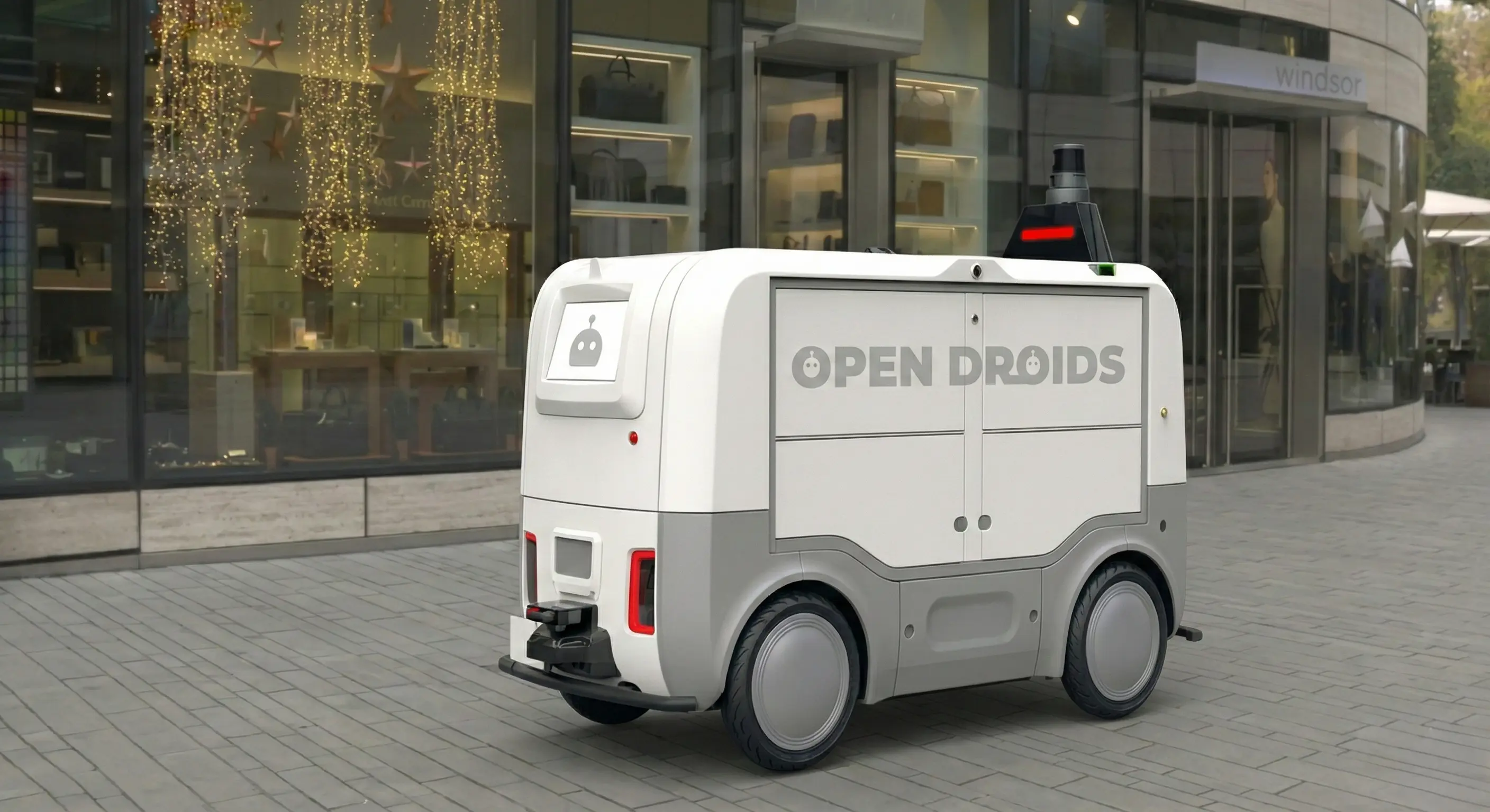 Droid delivery robot with sealed cargo bay for secure handoff
