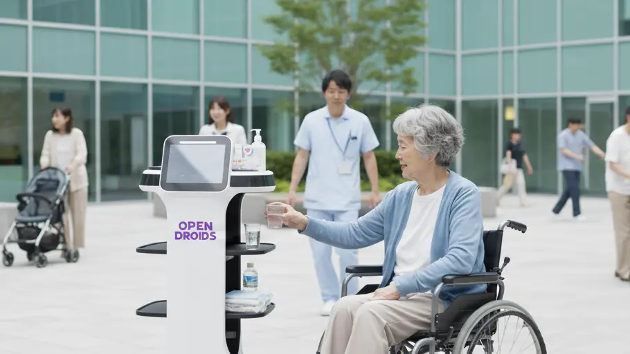Droid telepresence robot supporting a remote consult in a hospital room